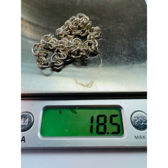 Sterling Silver 925 Double Round Link Charm Bracelet with Engraved K Oval Charm - Picture 13 of 13